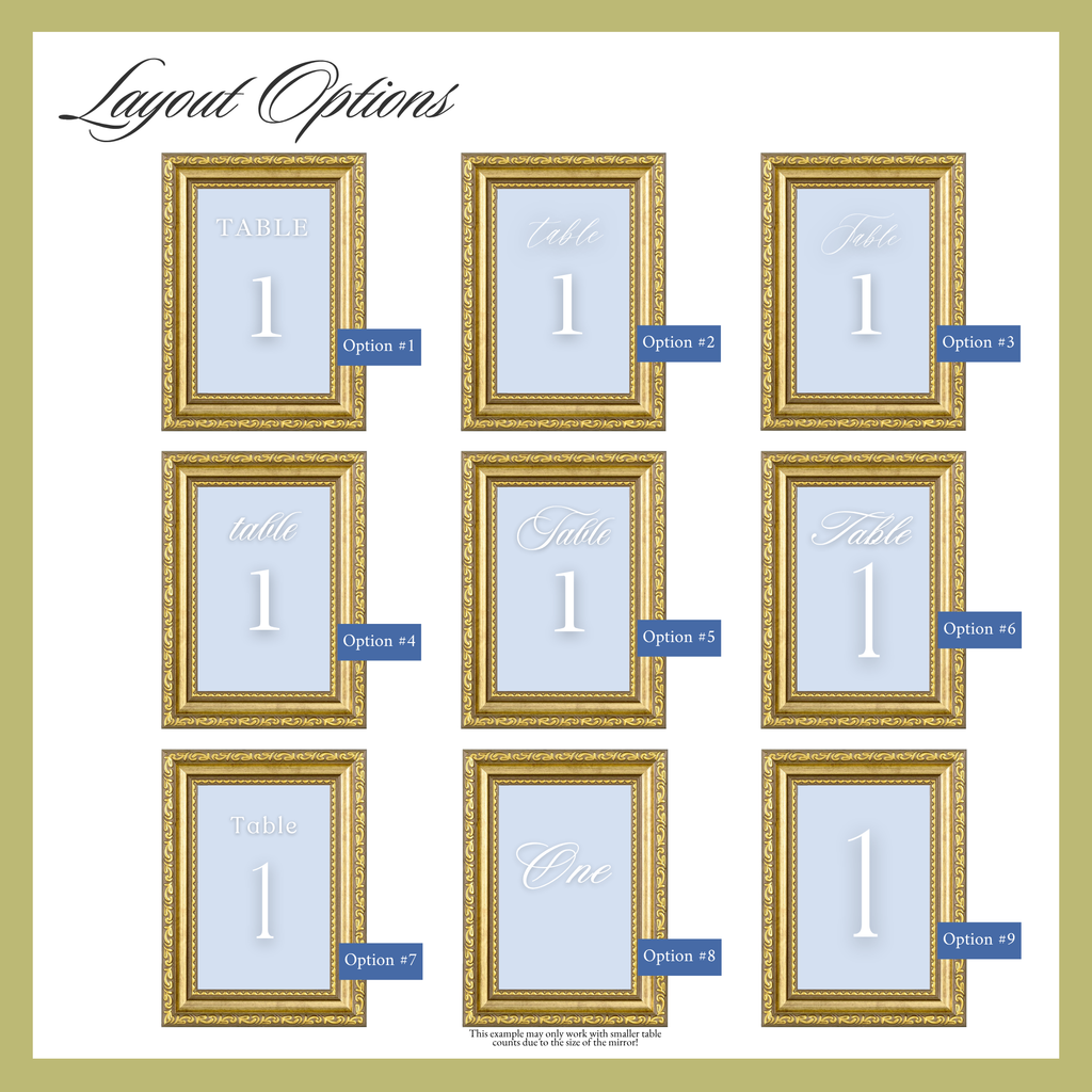 Antique Gold Table Numbers Mirrors