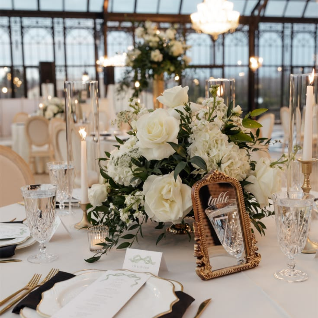 Mirror Wedding Table Numbers in Vintage Gold