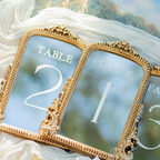 Mirror Wedding Table Numbers in Vintage Gold