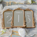 Mirror Wedding Table Numbers in Vintage Gold