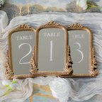 Mirror Wedding Table Numbers in Vintage Gold