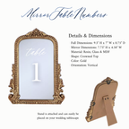 Mirror Wedding Table Numbers in Vintage Gold